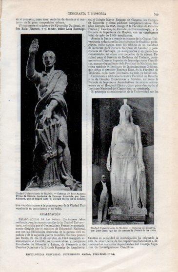 LAMINA V40234: Estatua de Minerva por Jose Clara Ciudad Universitaria de Madrid