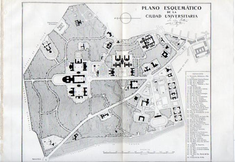 LAMINA V40280: Mapa esquematico de la Ciudad Universitaria Madrid