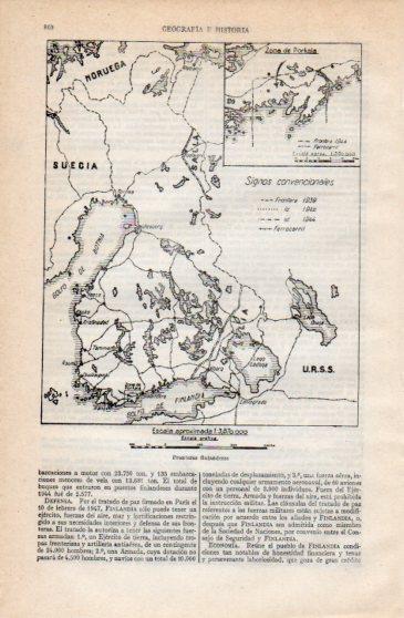 LAMINA V40256: Mapa de las fronteras de Finlandia