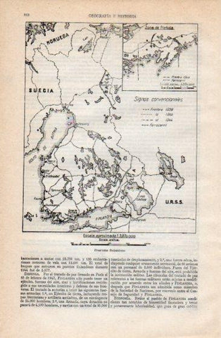 LAMINA V40256: Mapa de las fronteras de Finlandia