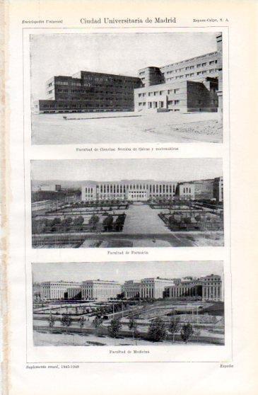 LAMINA V40178: Facultades de Ciencias, Farmacia y Medicina en Ciudad Universitaria de Madrid