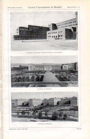 LAMINA V40178: Facultades de Ciencias, Farmacia y Medicina en Ciudad Universitaria de Madrid