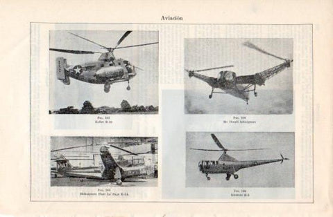 LAMINA V40172: Helicopteros Kellet r-10, Mc Donell, Platt Le Page R-1A y Sikorski R-5