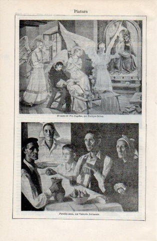 LAMINA V40196: El sueño de Fra Angelico por E. Ochoa y Familia vasca por V. Zubiaurre