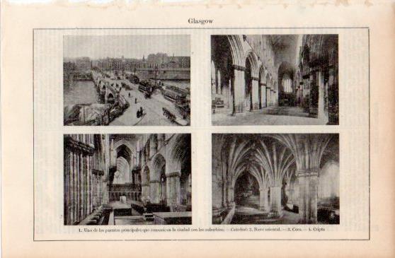 LAMINA V40018: Puente principal y Catedral de Glasgow