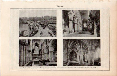 LAMINA V40018: Puente principal y Catedral de Glasgow