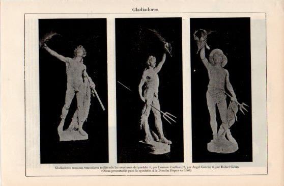 LAMINA V40017: Estatuas de gladiadores romanos recibiendo ovaciones