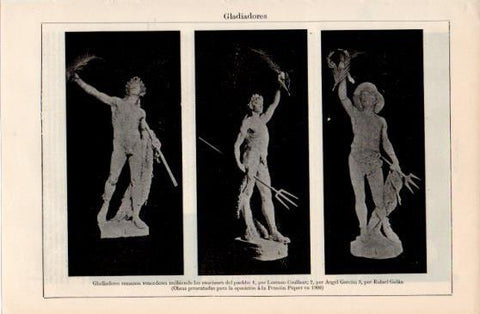 LAMINA V40017: Estatuas de gladiadores romanos recibiendo ovaciones