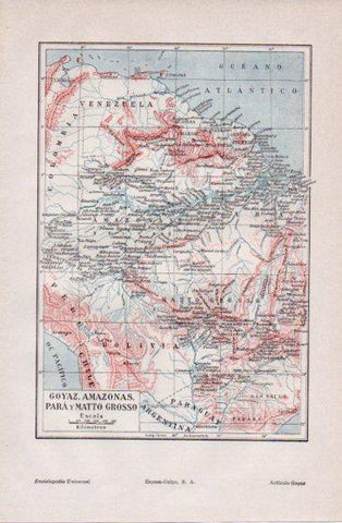 LAMINA V40016: Mapa Goyaz, Amazonas, Para y Matto Grosso