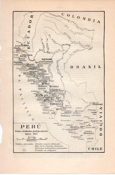 LAMINA V39849: Mapa de Peru, zonas geologicas hasta 1917