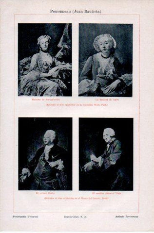 LAMINA V39847: Retratos varios por Juan Bautista Perronneau