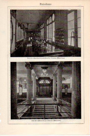 LAMINA V39841: Sala de redaccion y hall del periodico Las Noticias, Barcelona