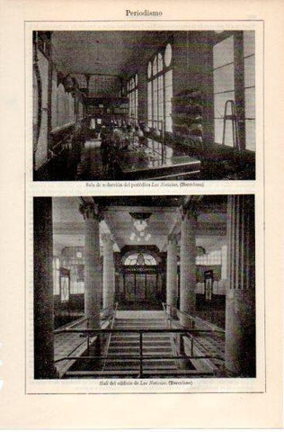 LAMINA V39841: Sala de redaccion y hall del periodico Las Noticias, Barcelona