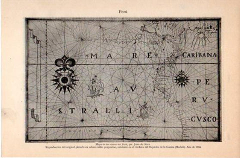 LAMINA V39881: Mapa de las costas de Peru por Juan de Oliva