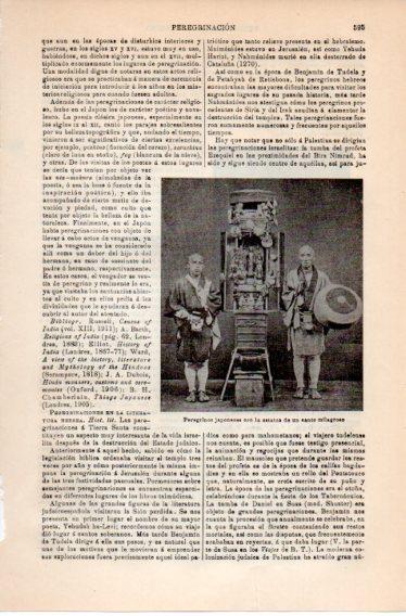 LAMINA V39811: Peregrinos de Japon con estatua de un santo