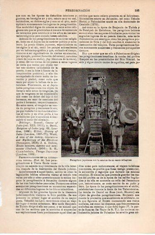 LAMINA V39811: Peregrinos de Japon con estatua de un santo