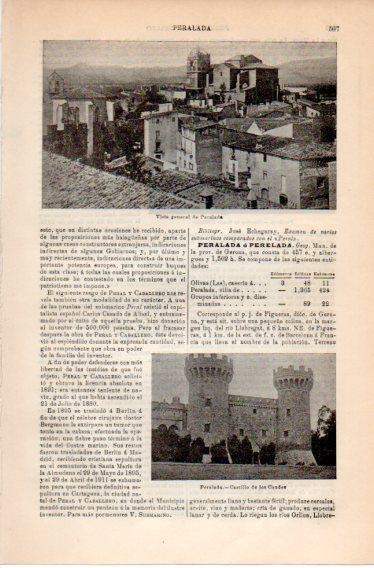 LAMINA V39804: Vista general de Perelada, Gerona