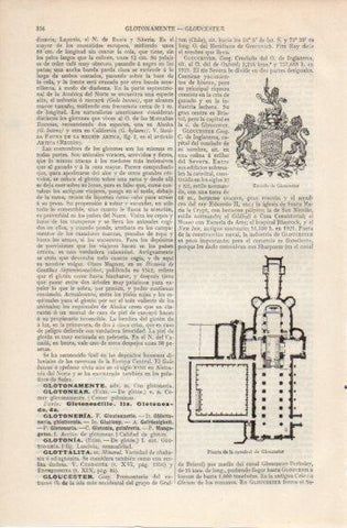 LAMINA V39967: Escudo y planta de la Catedral de Gloucester