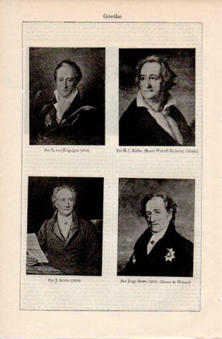 LAMINA V40005: Retratos varios de Goethe