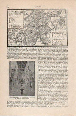 LAMINA V39993: Seccion de arte eclesiastico Exposicion del Jubileo en Goteborg 1924 y Plano de Gotenburg