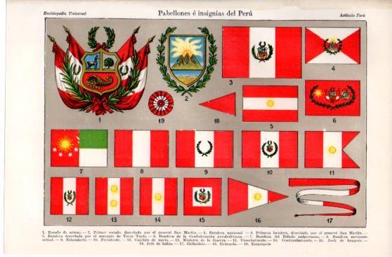 LAMINA V39889: Pabellones e insignias del Peru