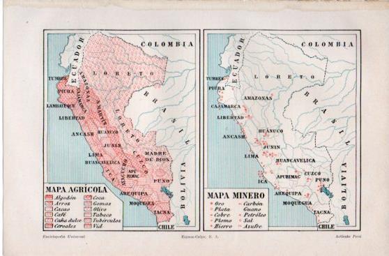 LAMINA V39888: Mapas agricola y minero de Peru
