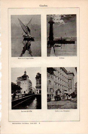 LAMINA V39929: Faro, torre L'Ille y casa Rousseau en Ginebra