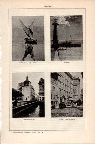 LAMINA V39929: Faro, torre L'Ille y casa Rousseau en Ginebra