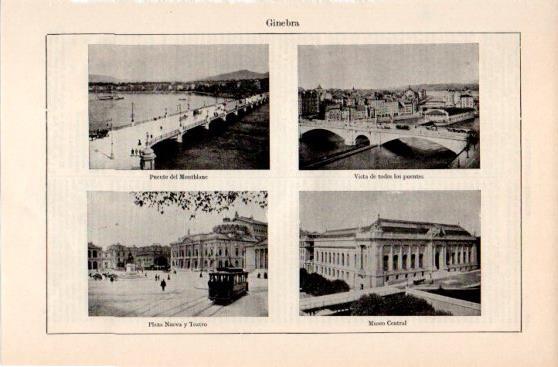 LAMINA V39928: Puentes, Museo Central  y Plaza Nueva en Ginebra
