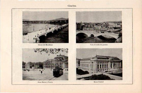 LAMINA V39928: Puentes, Museo Central  y Plaza Nueva en Ginebra