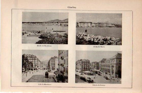 LAMINA V39926: Muelle, calle de Montblanc y Palacio de Correos en Ginebra
