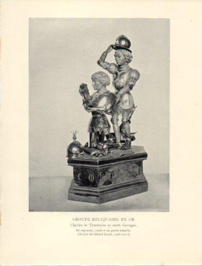 LAMINA V40368: Charles le Temeraire et saint Georges, Groupe Reliquaire en or