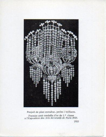 LAMINA V40295: Jaume Mercade, Penjoll de plati esmaltat, perles i brillants, medalla d'or Exposition de Paris 1925