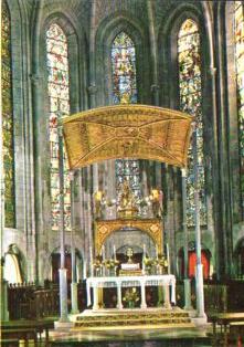 POSTAL PV10343: Real Colegiata de Roncesvalles, Altar Principal y Baldaquino