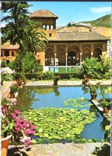 POSTAL PV10312: Detalle Jardines del Partal en La Alhambra Granada