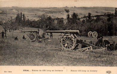 POSTAL PV10037: Pieces de 155 long en batterie 1914