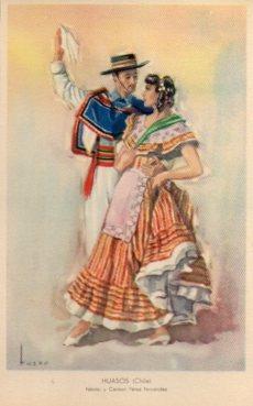 POSTAL PV10056: Huasos Chile, Nestor y Carmen Perez Fernandez