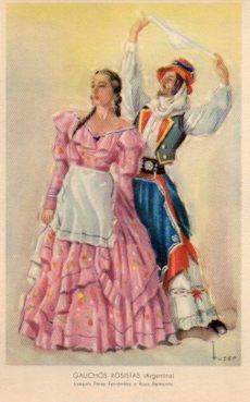 POSTAL PV10057: Gauchos Rositas Argentina, Joaquin Perez y Rosa Belmonte