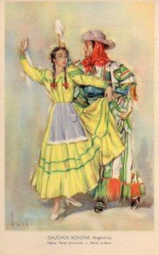 POSTAL PV10058: Gauchos Rositas Argentina Nestor Perez y Marta Juillerat