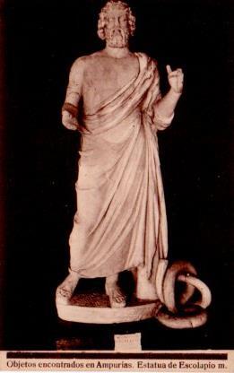 POSTAL PV09984: Estatua d'Escolapi  Ruines Empuries Girona