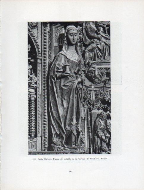 LAMINA V41021: Santa Barbara retablo Cartuja de Miraflores, Burgos