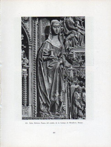 LAMINA V41021: Santa Barbara retablo Cartuja de Miraflores, Burgos