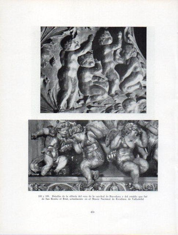 LAMINA V41054: Detalles silleria del coro de la catedral de Barcelona