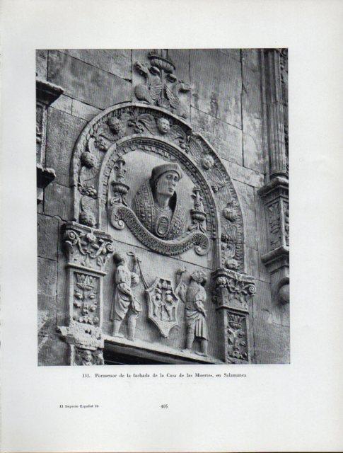 LAMINA V41031: Detalle de la fachada de la Casa de las Muertes, Salamanca