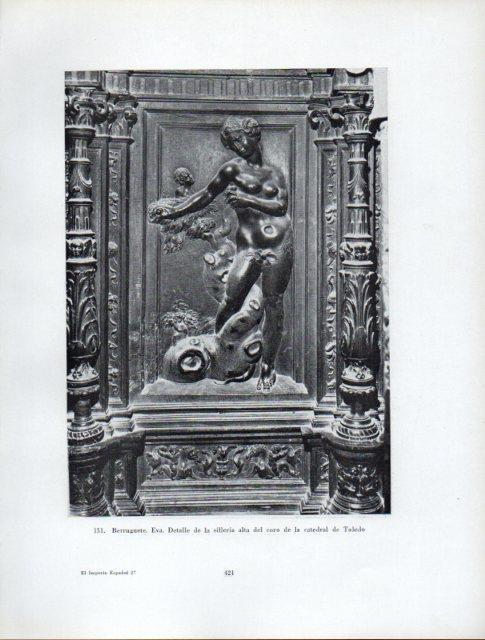 LAMINA V41039: Eva por Berruguete, detalle silleria del coro Catedral de Toledo