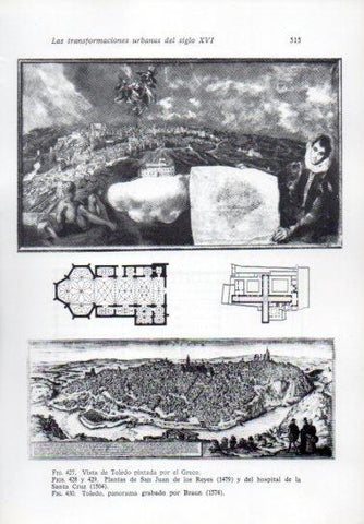 LAMINA V41343: Vista de Toledo por el Greco y Toledo por Braun 1574