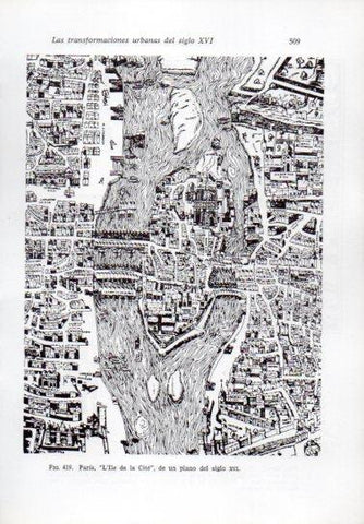 LAMINA V41341: Paris, plano l'Ile de la Cite siglo XVI