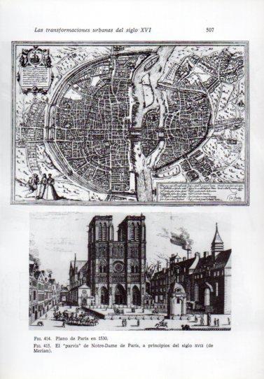 LAMINA V41340: Plano de Paris en 1530 y el parvis de Notre Dame siglo XVII