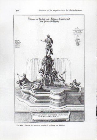 LAMINA V41355: Fuente de Augusto grabado de Merian
