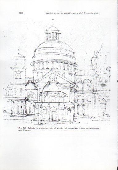LAMINA V41298: Dibujo de Altdorfer con el alzado del nuevo San Pedro de Bramante